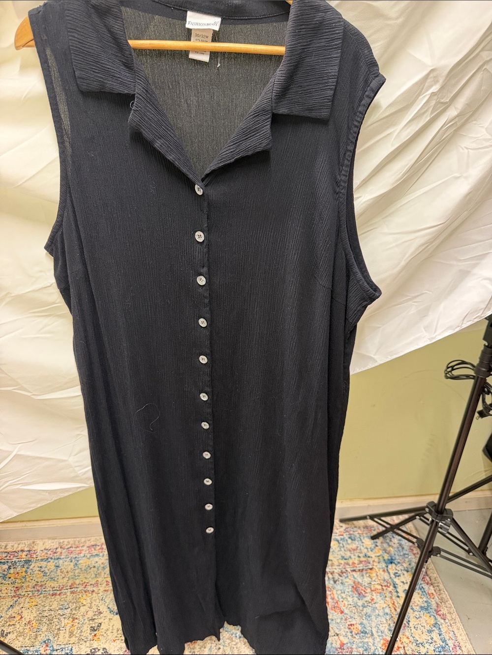 Fashion Bug Black Sleeveless Maxi Button-Front Dress